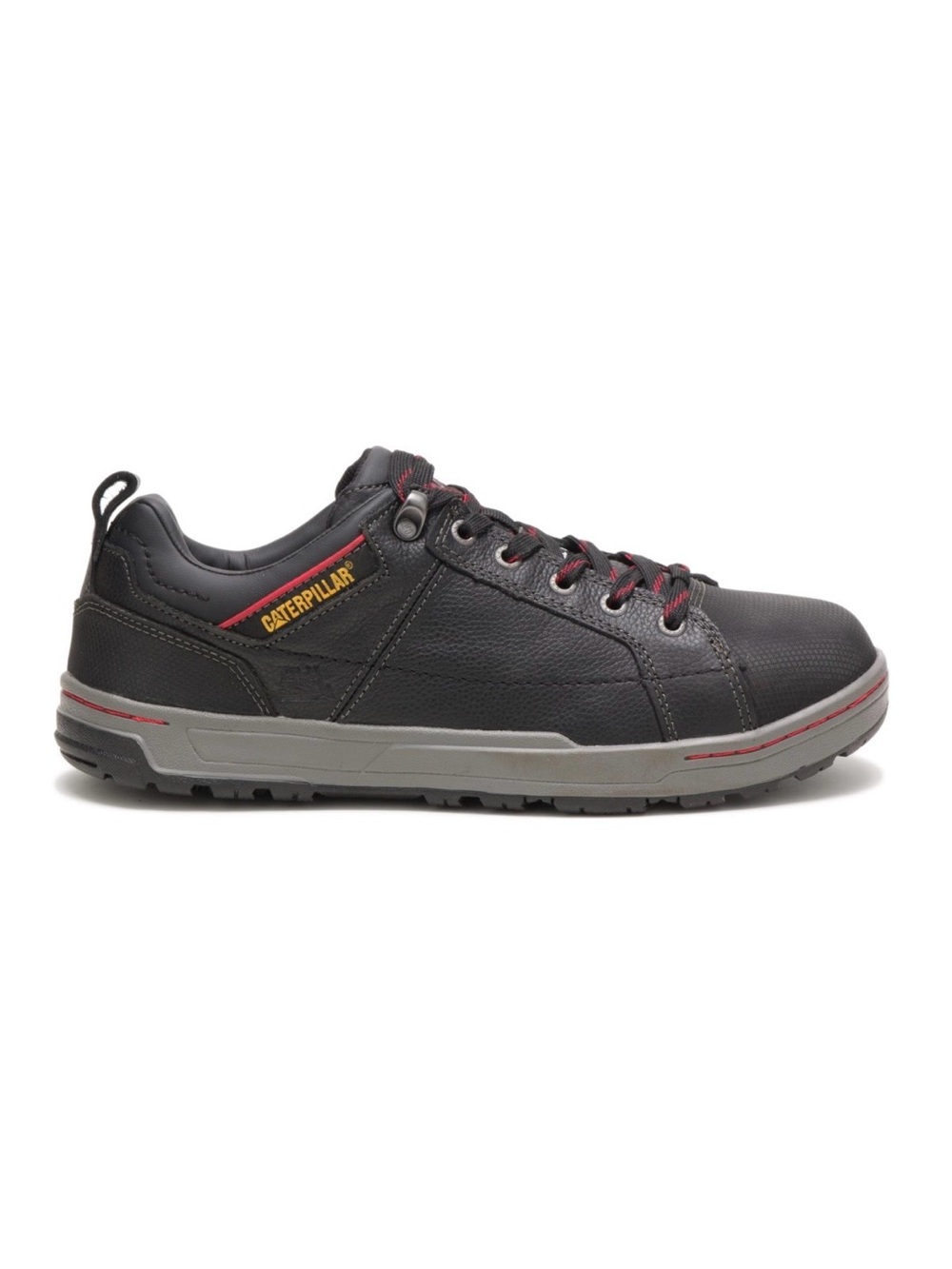 CATERPILLAR Cat Brode Steel Toe Work Shoe Black and Red Low-Top Sneaker Size 7